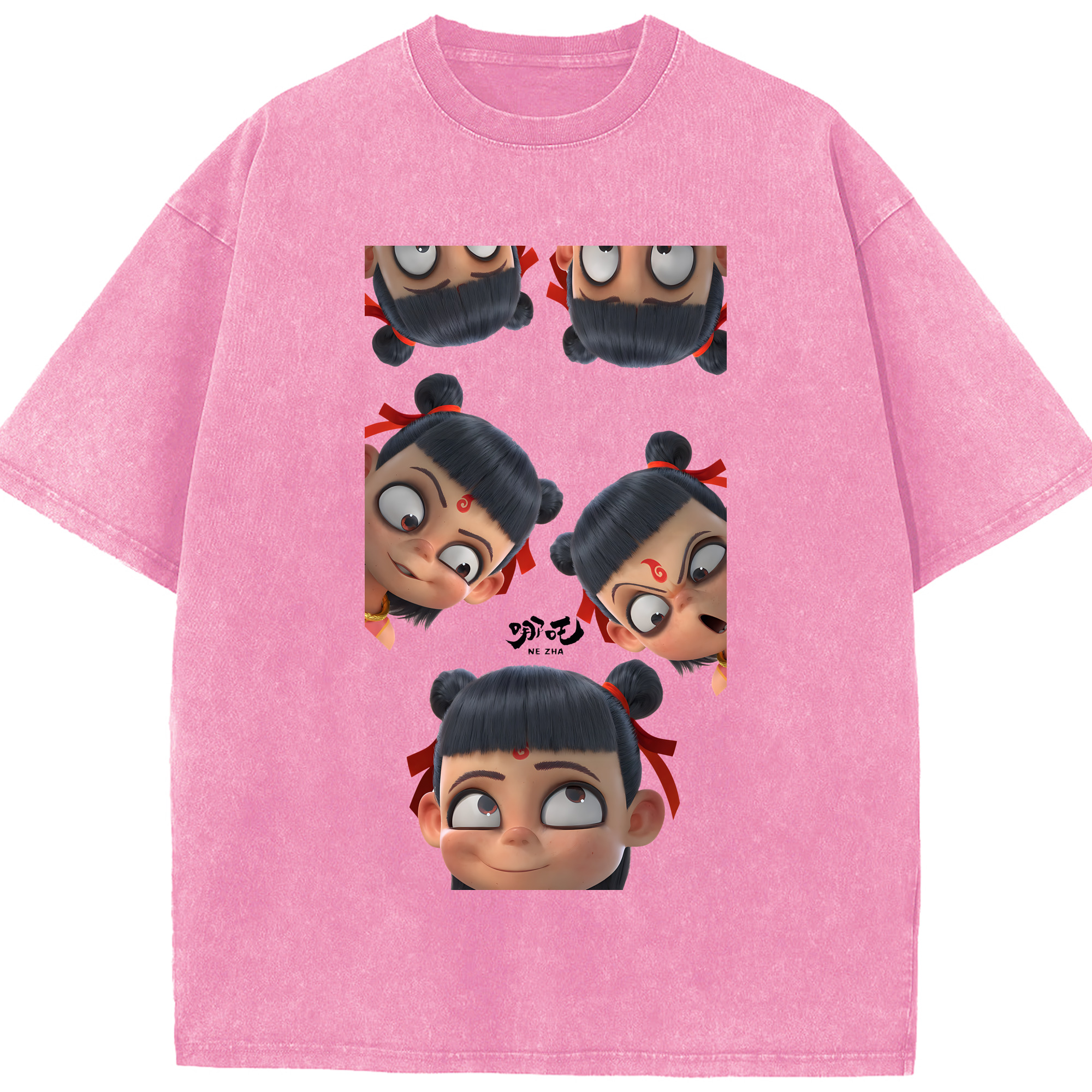 （画像用） Ne Zha 2 ナタ 魔童の大暴れ 綿100% ヴィンテージ風 半袖Tシャツ（フロントプリント）